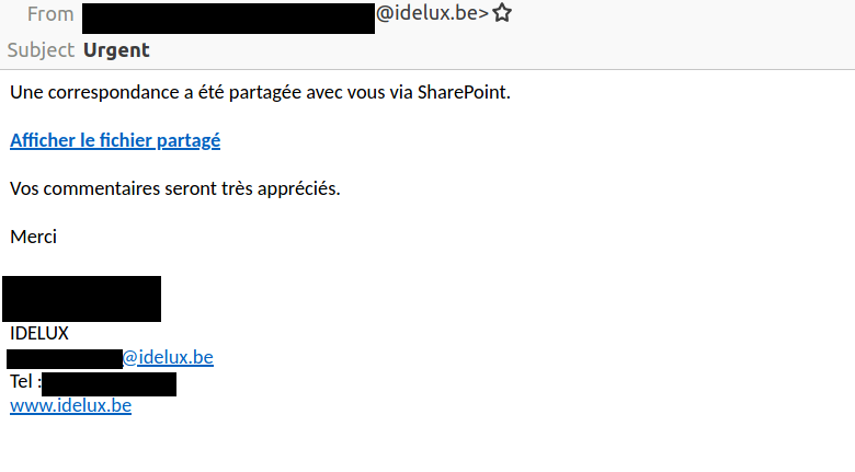 IDELUX mail screenshot