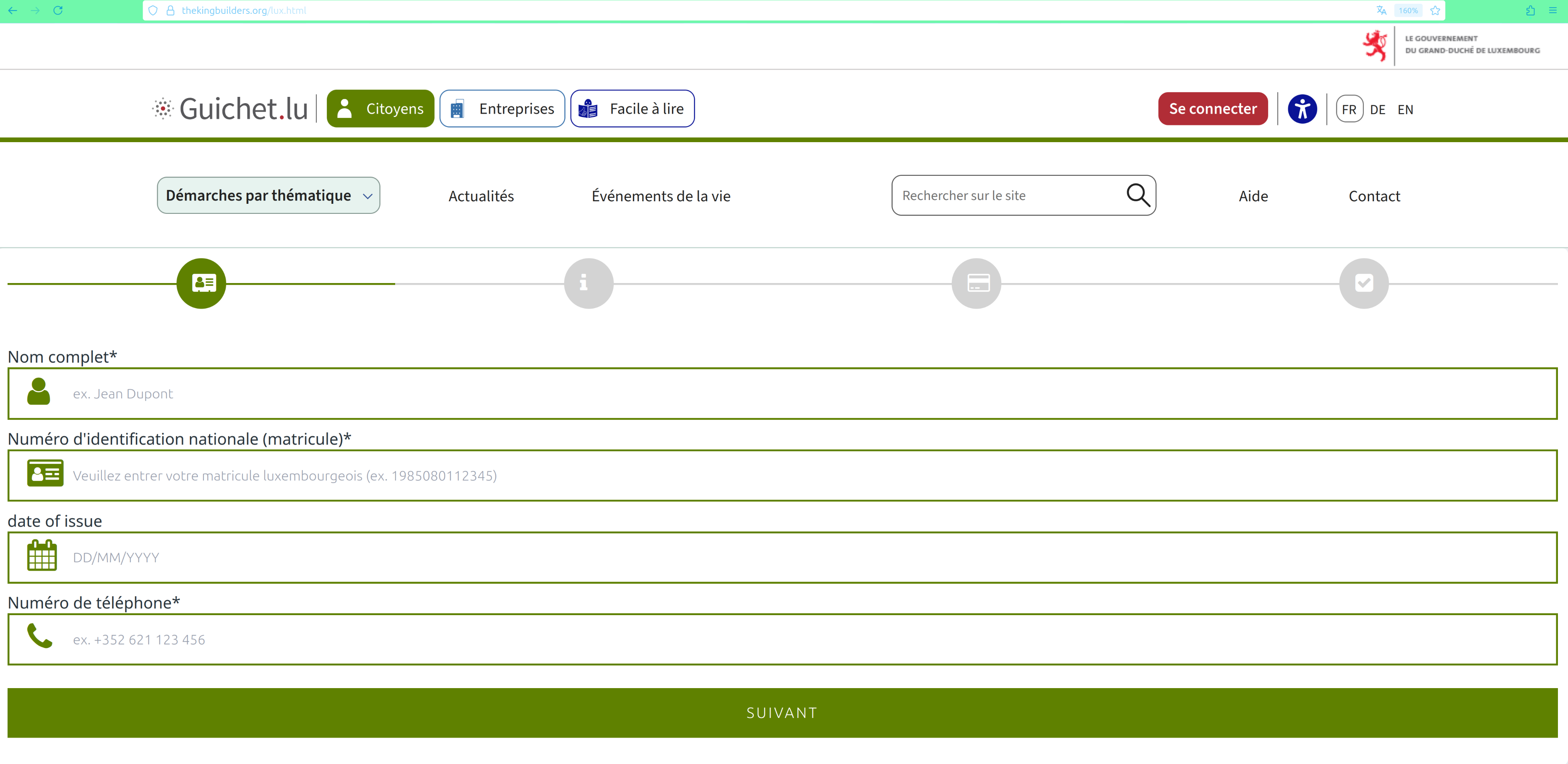 personal information